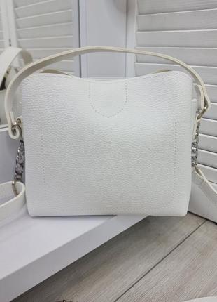 Жіноча стильна та якісна сумка біла5 фото