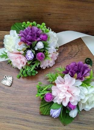 Комплект бутоньерок в стиле wood wedding бутоньерка на пиджак бутоньерка на руку