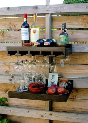 Набір полиць з дерева для домашнього бару wine & whiskey party2 фото