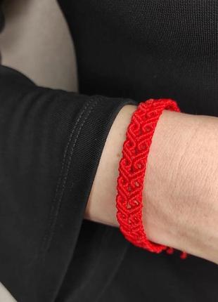 Женский браслет ручного плетения макраме "радко" charo daro (красный)1 фото