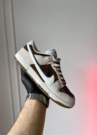 Найк сб данк лов nike sb dunk low 85 double swoosh 'beige brown'5 фото