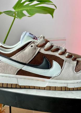 Найк сб данк лов nike sb dunk low 85 double swoosh 'beige brown'9 фото