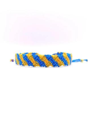 Чоловічий браслет ручного плетіння макраме "янус" charo daro (синьо-жовтий)2 фото