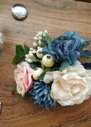 Бутоньерка для жениха в цвете ligh navy бутоньерка для свидетеля свадебные бутоньерки4 фото