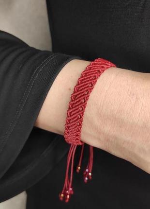 Женский браслет ручного плетения макраме "ратибор" charo daro (бордовый)