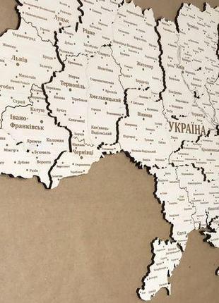 Дерев‘яна 3d карта україни на стіну 105*70