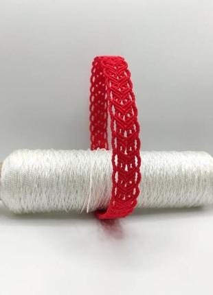 Жіночий чокер ручного плетіння макраме "томиця" charo daro (червоний)2 фото