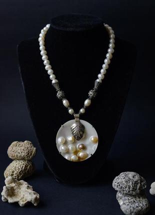 Шикарное жемчужное ожерелье в серебре ручной работы " рождение венеры"🌊💮