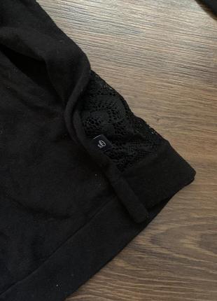 Черная кофта джемпер блуза с гипюром кружевом размер xs s m oliver3 фото