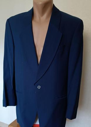 Стильный мужской темно-синий блейзер на одну пуговицу/пиджак wilvorst herren globus/pure wool/шерсть
