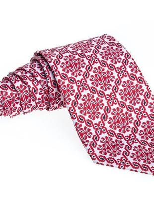 Краватка жакардовий тканий "червоний орнамент", ширина 8 см