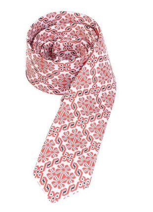 Краватка жакардовий тканий "червоний орнамент", ширина 6 см1 фото