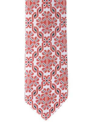 Краватка жакардовий тканий "червоний орнамент", ширина 6 см2 фото