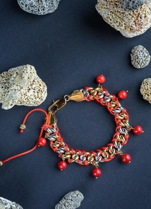 Дизайнерский серебрянный  браслет с кораллами " сокровище моря"👑🌊6 фото