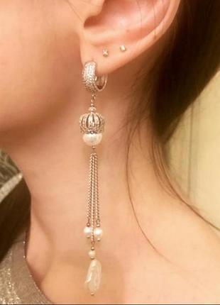 Шикарные дизайнерские серьги с натуральным барочным жемчугом в серебре "queen"👑👑👑