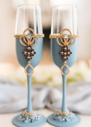 Фужери на весілля королівський блакитний