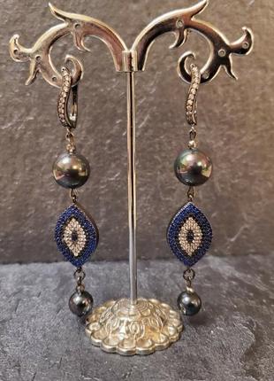 Авторские серьги с  черным жемчугом майорика и кристаллами swarovski " звездная ночь"🌌🌟🌠