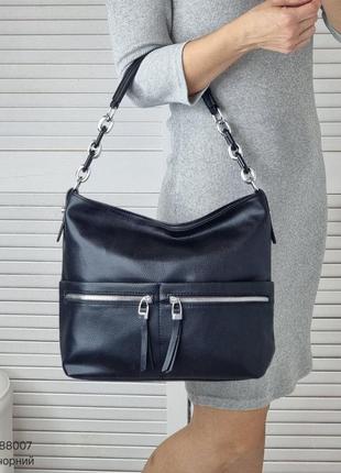 Жіноча стильна та якісна сумка мішок з еко шкіри чорна а43 фото