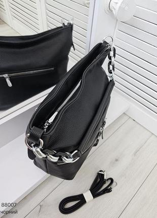 Жіноча стильна та якісна сумка мішок з еко шкіри чорна а46 фото