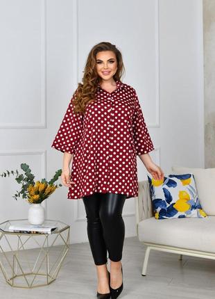 Туніка блуза в великий горошок, мод фл- 3730, марсала
