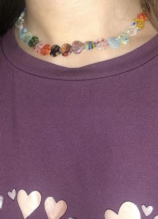 Чокер,ожерелье,из стеклянных бусин миллефори1 фото