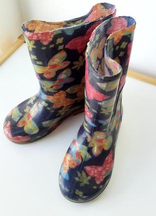 Гумові чобітки в квітковий принт для дівчинки 30 розмір (20.5 см)2 фото