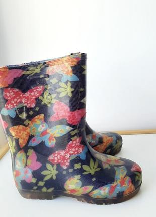Гумові чобітки в квітковий принт для дівчинки 30 розмір (20.5 см)5 фото