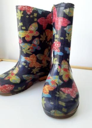 Гумові чобітки в квітковий принт для дівчинки 30 розмір (20.5 см)