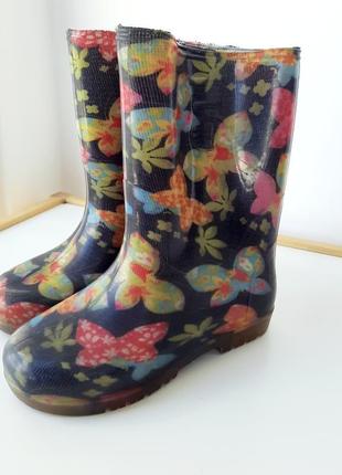 Гумові чобітки в квітковий принт для дівчинки 30 розмір (20.5 см)4 фото