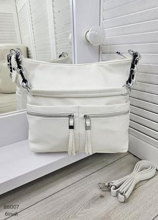 Женская стильная и качественная сумка мешок из эко кожи белая а44 фото