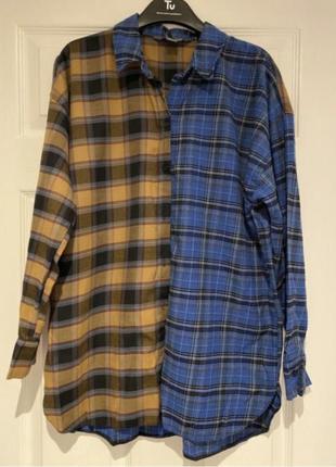 Красивая рубашка клетка комбинированная с 8-10