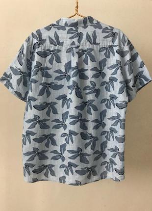 Шикарная льняная гавайская рубашка gant голубого цвета, размер l-xl3 фото