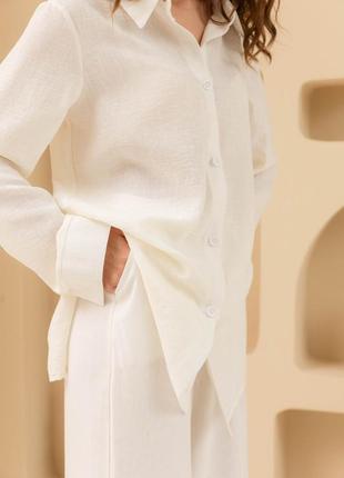 Сорочка жіноча біла довга лляна натуральна7 фото