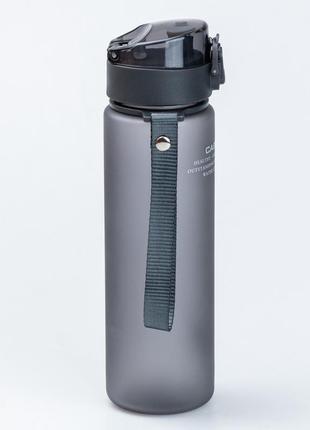 Спортивна пляшка для води 560 мл з фліп-кришкою з ремінцем сіра2 фото