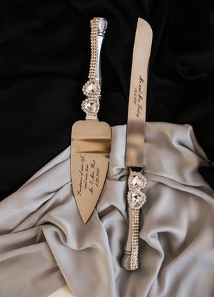 Свадебные бокалы кристальное сердце. фужеры на свадьбу в серебряном цвете 2 шт4 фото