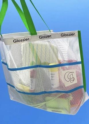 Сітчаста сумка шопер glossier miami beach bag4 фото