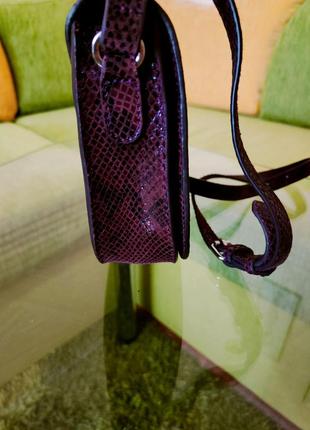 La redoute бордовая французская кожаная сумка кросс-боди3 фото