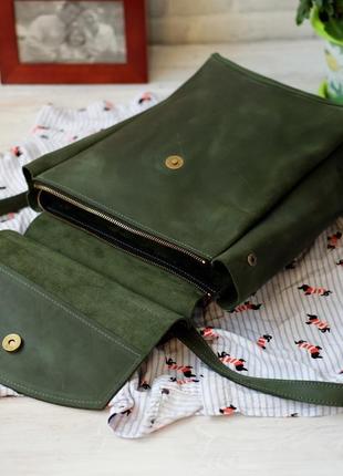 Кожаный рюкзак в зеленом цвете3 фото