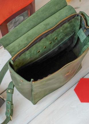 Шкіряний рюкзак в зеленому кольорі5 фото