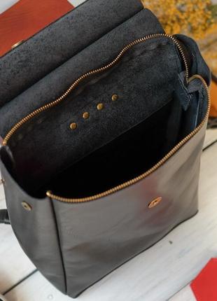 Черный кожаный рюкзак4 фото
