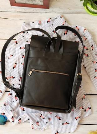 Черный кожаный рюкзак