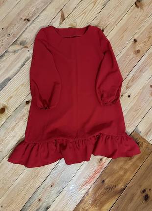 Ярко-красное свободного кроя платье, размер s-m3 фото