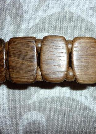 Оригинальный комплект: браслет из дерева и янтаря.1 фото