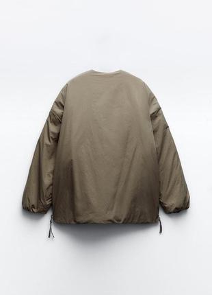 Водоотталкивающая хаки беж стеганая куртка оверсайз бомбер zara cos arket h&amp;m massimo10 фото