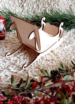 Сани новорічні для подарунків 20 см, без фарбування, декупажні4 фото