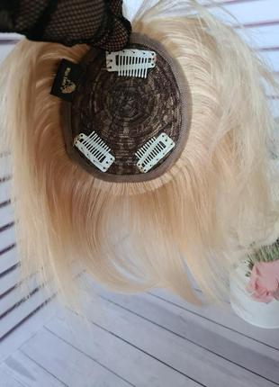 Накладка топпер макушка челка полупарик 100% натуральный волос.