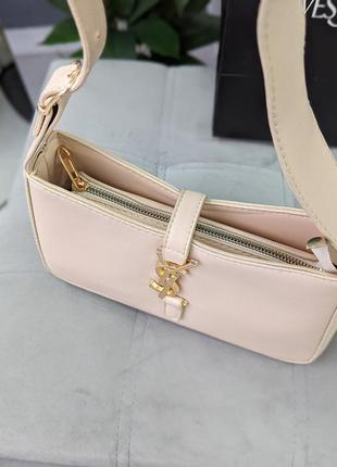 Женская сумка, сумочка в стиле yves saint laurent, ив сен лоран молочная, гладкая экокожа6 фото