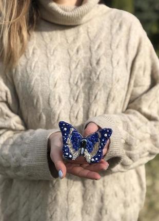 Шикарная брошь бабочка с компонентами сваровски7 фото