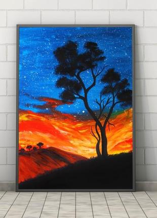 Загадочная ночь, картина 70x50x2 см