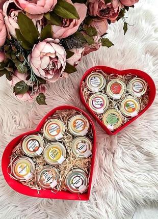 Набір крафтових джемів «серце» до дня валентина (5 смаків)2 фото